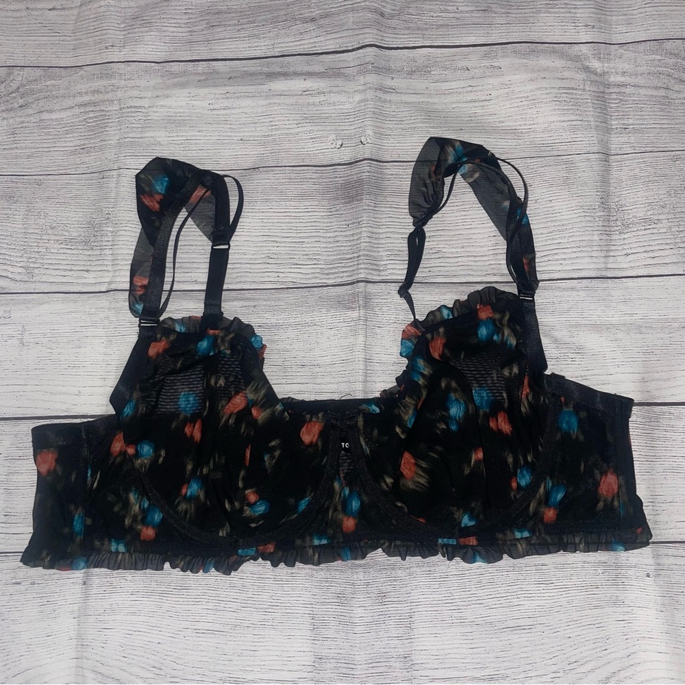 Torrid Floral Black Sheer Ruffle Bralette